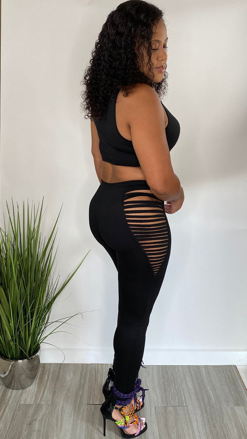 Fly Chick | crop top legging set (Black)