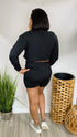 Kiss and Tell | 2 piece crop top short set (Black)