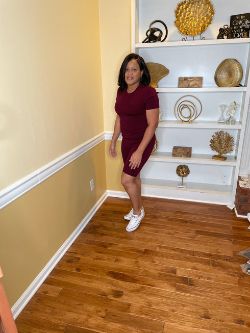 On Vacation- dark burgundy two piece short set