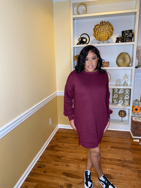 The Perfect Sweatshirt Dress-dark burgundy