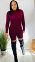 Into You - burgundy mock neck romper