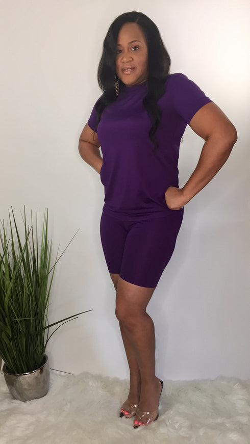 Chill purple biker short set