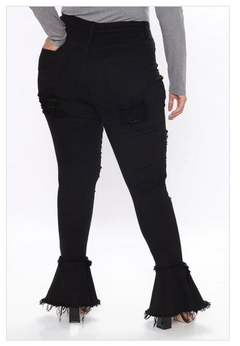 Cute Chill| plus size jeans-Black