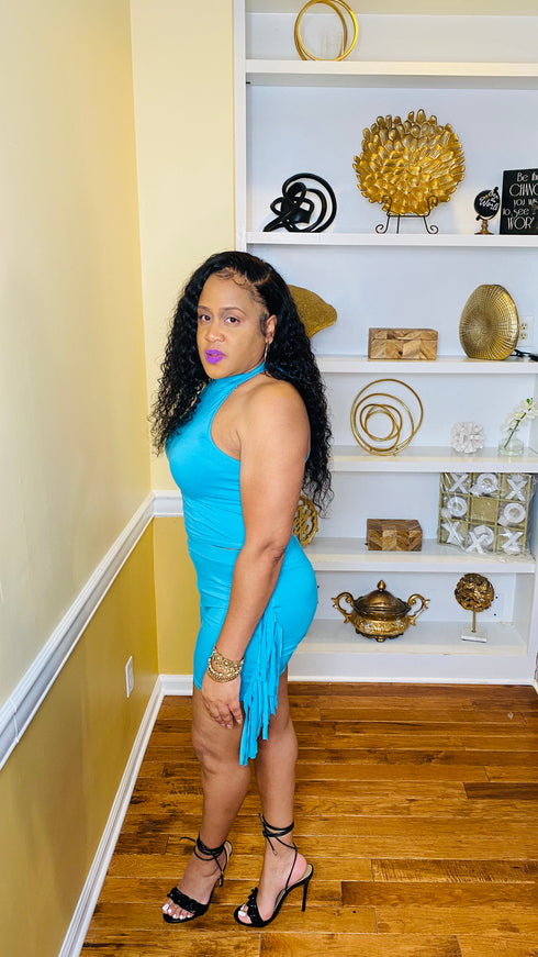 New attitude| mock neck biker short set -(jade)