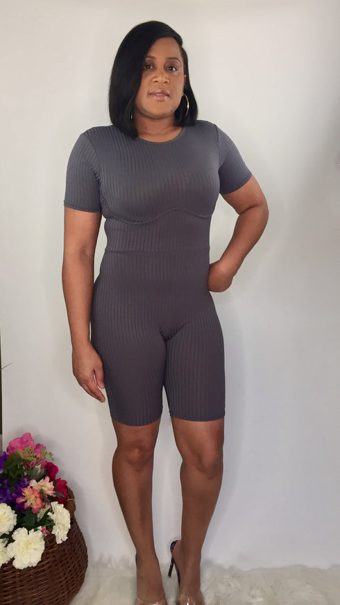 Raise the Bar | charcoal corset romper