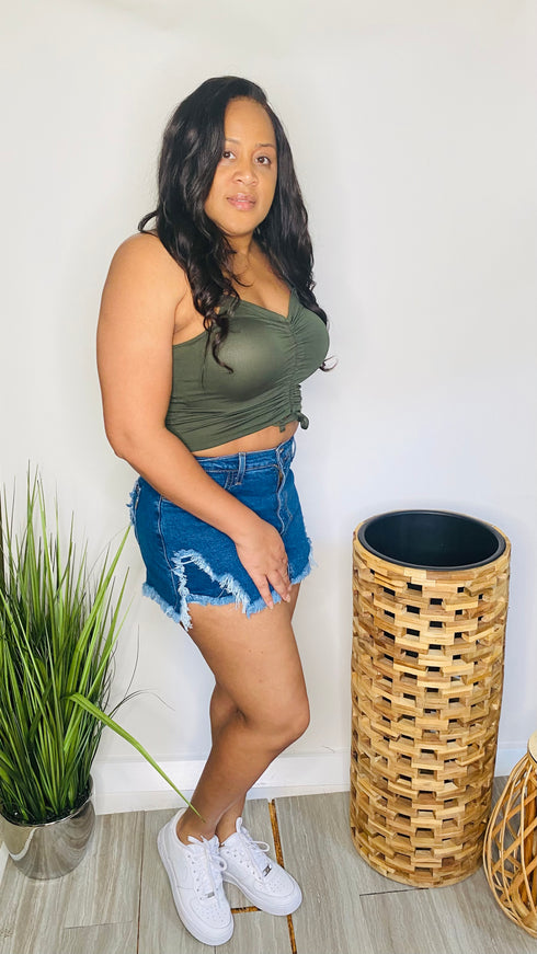 Walk it like I talk it -denim skort (medium wash)