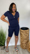 Baesic navy blue biker short set