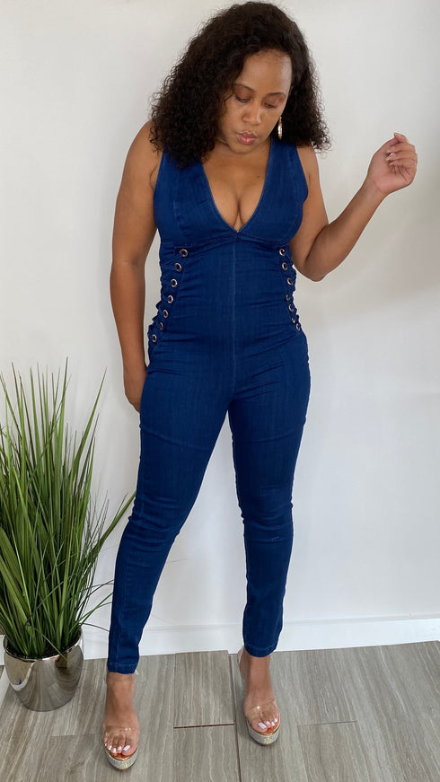 Kick off the Weekend | denim jumpsuit