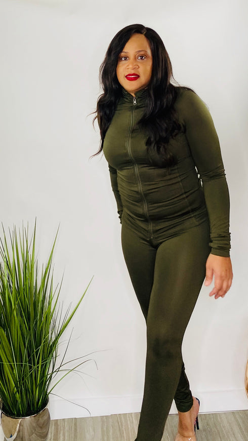 Sporty Babe - 2 piece track set (Olive)