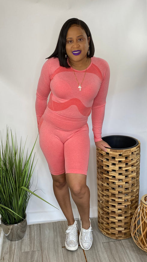 Cutting Edge - coral biker short set