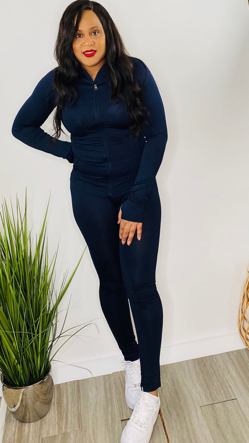 Sporty Babe - 2 piece track set (Navy)