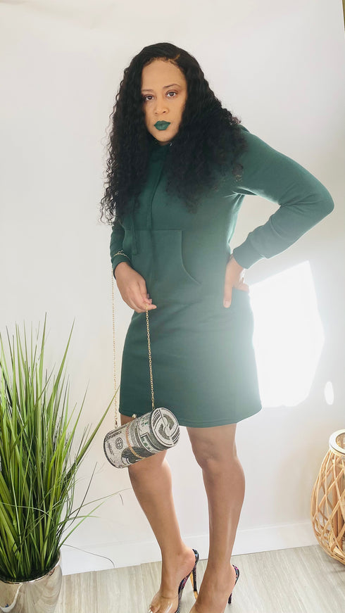 She Fly - hoodie dress (Hunter green)