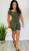Never Settle | Bodycon romper (olive green)