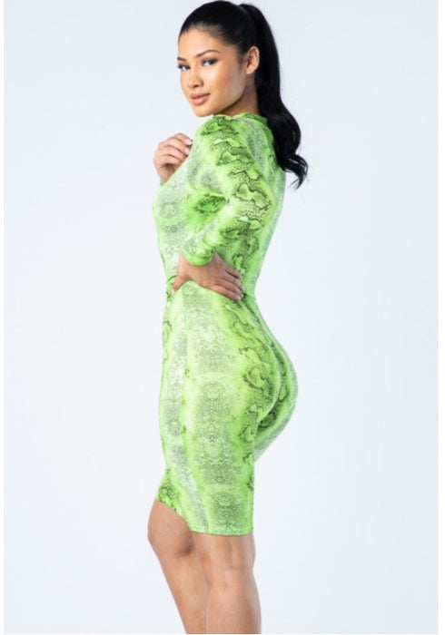 Poison| snake print set (neon green)