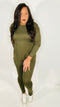 Long sleeve tshirt legging set|Casual but Cute-olive