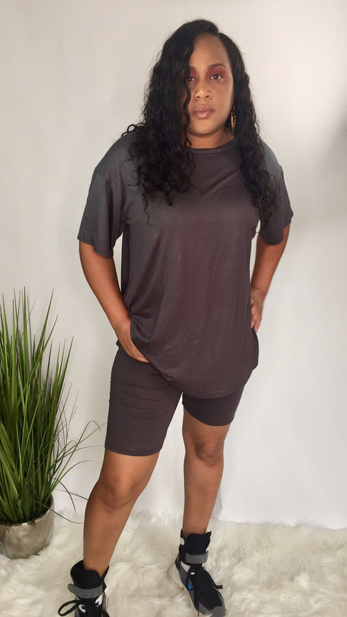 Perfect Lounge |biker shorts outfit -charcoal