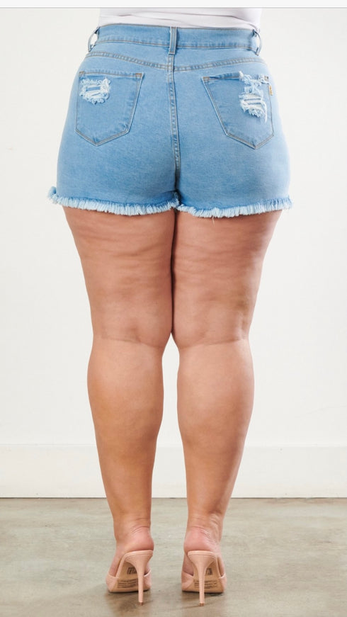 Walk it like I talk it Plus-denim skort-light wash
