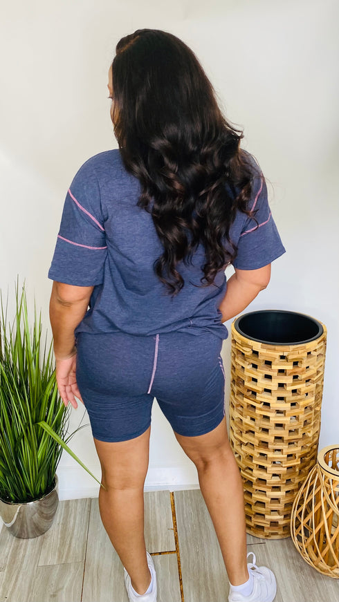 Here for it - two piece biker short set