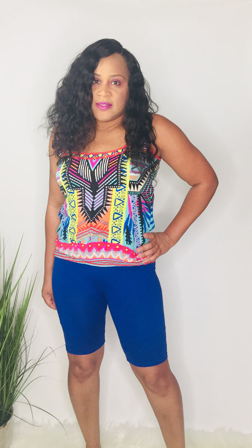 Sweet Treats|high waisted biker shorts-royal blue