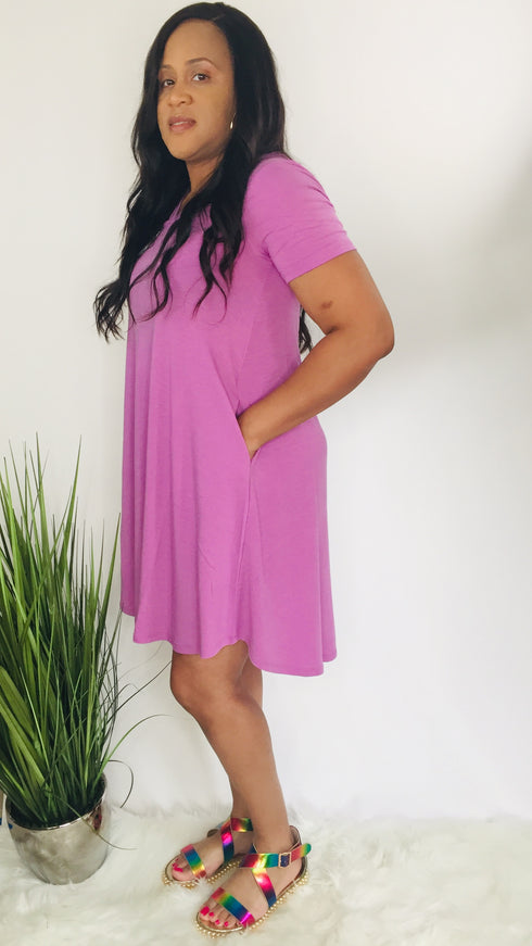 Ready for Summer | v neck dress (dark mauve)