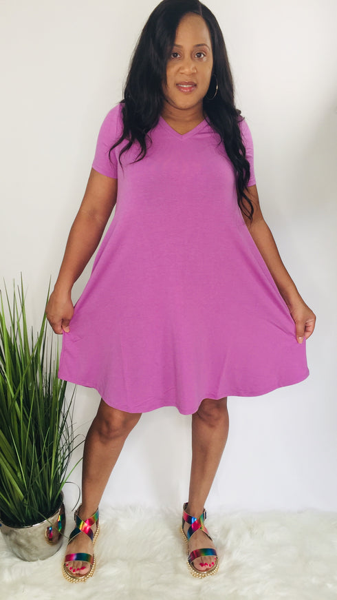 Ready for Summer | v neck dress (dark mauve)