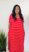 Vacation Bound|plus size maxi dress -ruby/ivory