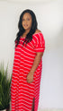 Vacation Bound|plus size maxi dress -ruby/ivory