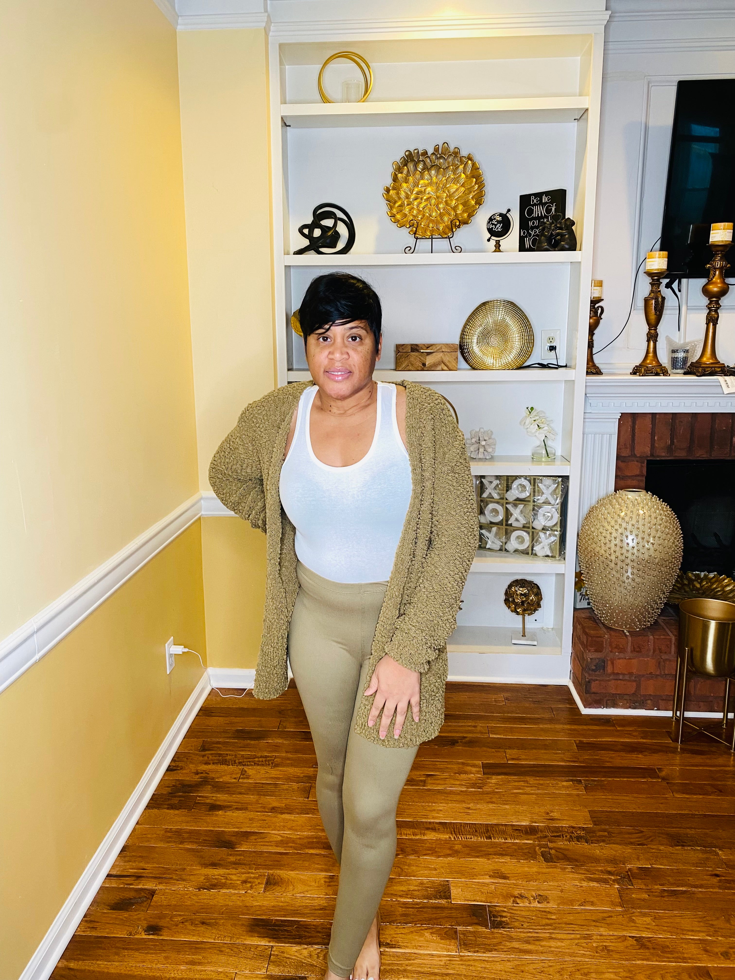 Khaki sweater cardigan | A Dose of Style